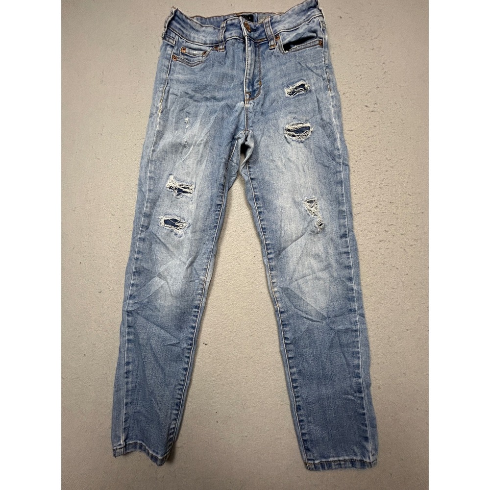 Aeropostale High Waisted Cropped Jegging Denim Light Wash Distressed 27 Womens